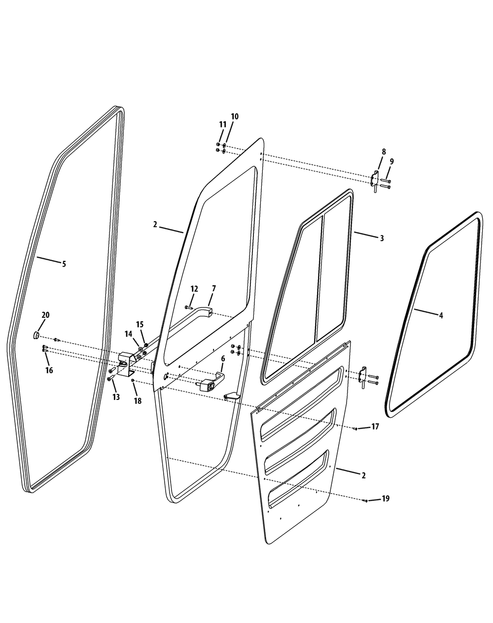 Left Door Assembly Diagram and Parts List for 39A70027100  Cub Cadet Lawn Tractor Accessories